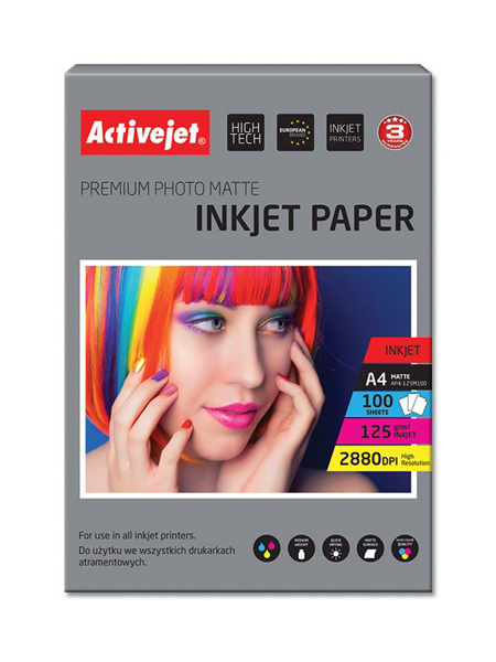 Poza cu Activejet AP4-125M100 matt photo paper for ink printers
