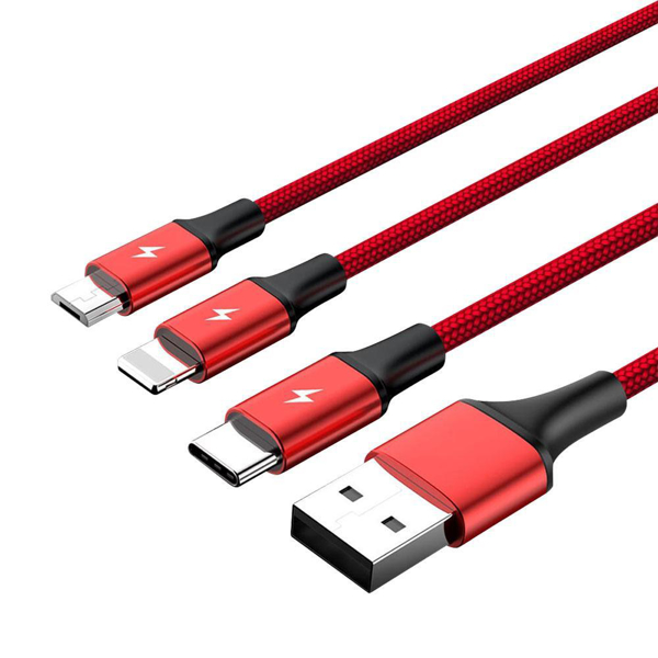 Poza cu UNITEK C4049RD USB Cablu 1.2 m USB A USB C/Micro-USB B/Lightning Red
