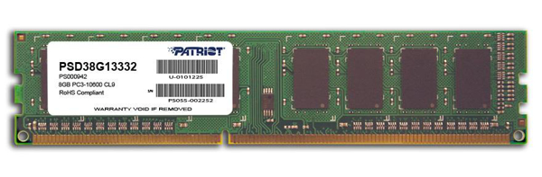 Poza cu RAM memory Patriot Memory Signature PSD38G13332 (DDR3 DIMM 1 x 8 GB 1333 MHz 9)