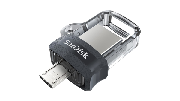Poza cu Sandisk Ultra Dual m3.0 USB flash drive 128 GB USB Type-A / Micro-USB 3.2 Gen 1 (3.1 Gen 1) Black,Silver,Transparent