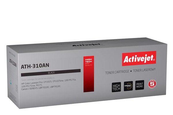 Poza cu Toner compatibil Activejet ATH-310AN (replacement Canon, HP 126A CRG-729B, CE310A Premium 1 200 pages black)