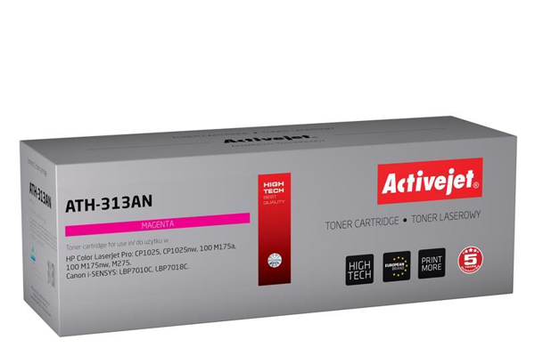 Poza cu Toner compatibil Activejet ATH-313AN (replacement Canon, HP 126A CRG-729M, CE313A Premium 1000 pages Magenta)