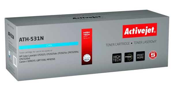 Poza cu Activejet ATH-531N Toner compatibil for HP CC531A / Canon CRG-718C cyan