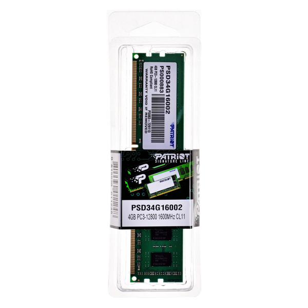 Poza cu Memory Patriot Memory PSD34G16002 (DDR3 ECC, 1 x 4 GB, 1600 MHz, 11)