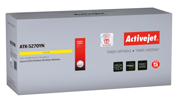 Poza cu Activejet ATK-5270YN toner replacement Kyocera TK-5270Y, Compatible, page yield: 6000 pages, Printing colours: Yellow. 5 years warranty