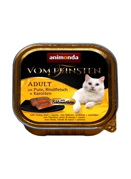 Poza cu animonda Vom Feinsten Classic Cat with Turkey, Beef Meat, Carrots 100g