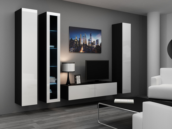 Poza cu Cama Living room cabinet set VIGO 15 black/white gloss