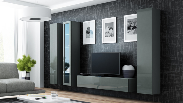 Poza cu Cama Living room cabinet set VIGO 15 grey/grey gloss