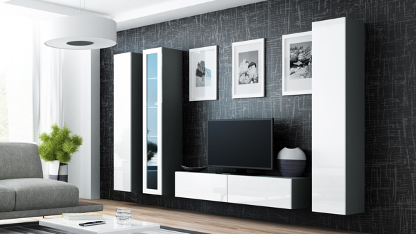 Poza cu Cama Living room cabinet set VIGO 15 grey/white gloss