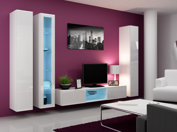 Poza cu Cama Living room cabinet set VIGO 17 white/white gloss