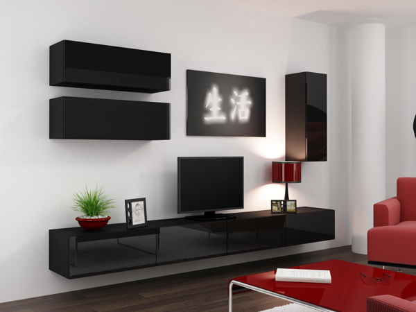 Poza cu Cama Living room cabinet set VIGO 13 black/black gloss