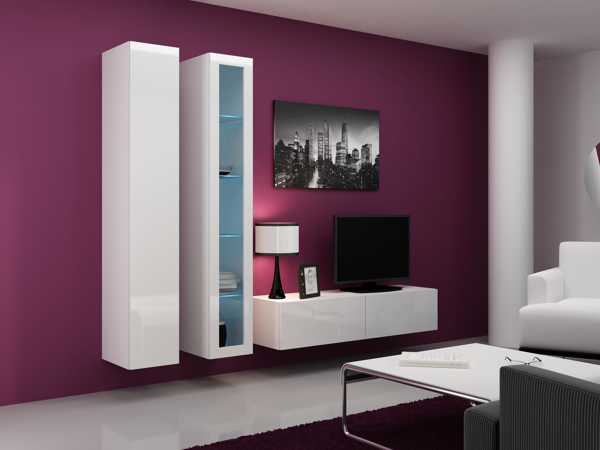 Poza cu Cama Living room cabinet set VIGO 10 white/white gloss