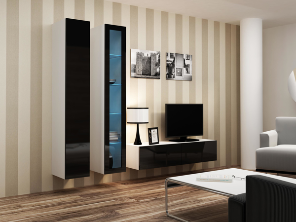 Poza cu Cama Living room cabinet set VIGO 10 white/black gloss