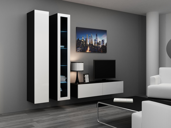 Poza cu Cama Living room cabinet set VIGO 10 black/white gloss