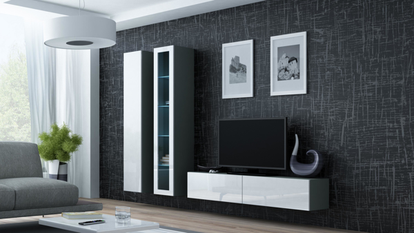 Poza cu Cama Living room cabinet set VIGO 10 grey/white gloss