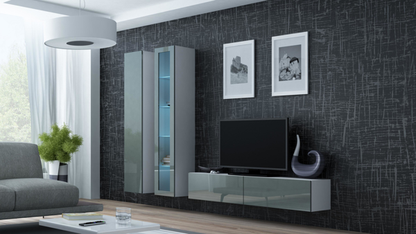 Poza cu Cama Living room cabinet set VIGO 10 white/grey gloss