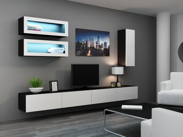 Poza cu Cama Living room cabinet set VIGO 11 black/white gloss