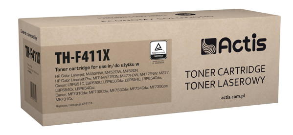 Poza cu Actis TH-F411X toner replacement HP 410X CF411X, Compatible, page yield: 5000 pages, Printing colours: Cyan. 5 years warranty.