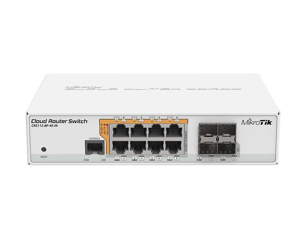 Poza cu Mikrotik CRS112-8P-4S-IN network switch Gigabit Ethernet (10/100/1000) White Power over Ethernet (PoE)