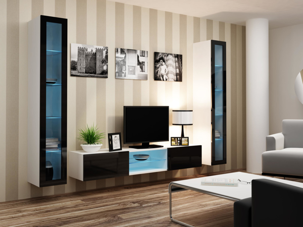 Poza cu Cama Living room cabinet set VIGO 20 white/black gloss