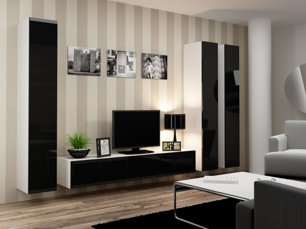 Poza cu Cama Living room cabinet set VIGO 1 white/black gloss