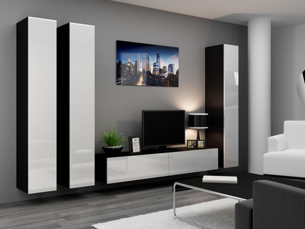 Poza cu Cama Living room cabinet set VIGO 1 black/white gloss