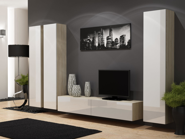 Poza cu Cama Living room cabinet set VIGO 1 black/sonoma gloss