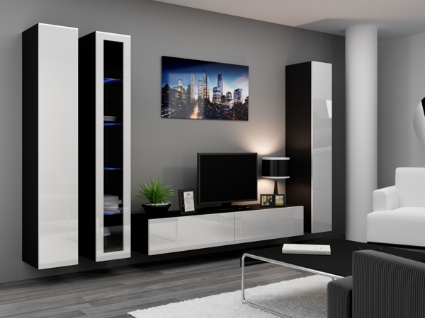 Poza cu Cama Living room cabinet set VIGO 2 black/white gloss