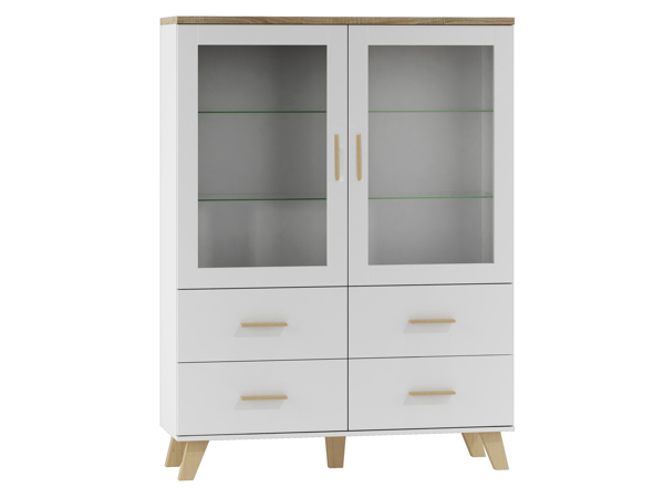 Poza cu Cama display cabinet LOTTA 2D4D white + sonoma oak