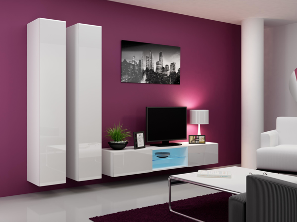 Poza cu Cama Living room cabinet set VIGO 19 white/white gloss