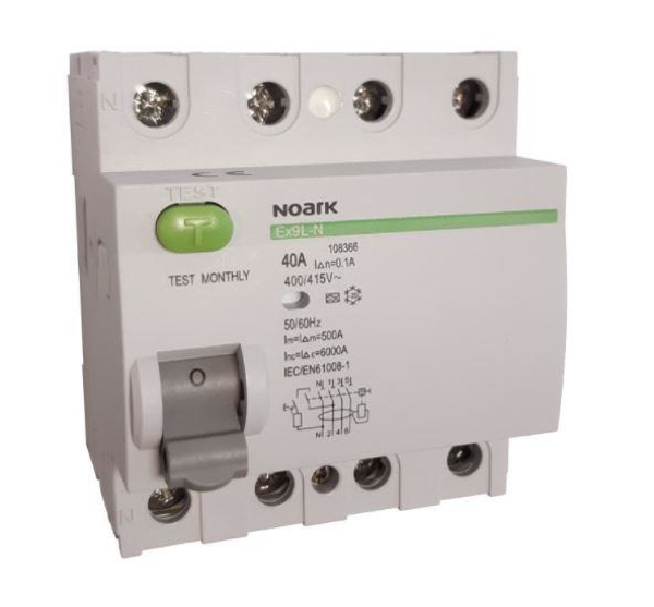 Poza cu 108366 Residual current circuit breakers Noark Ex9L-N 4P 40A A 100mA