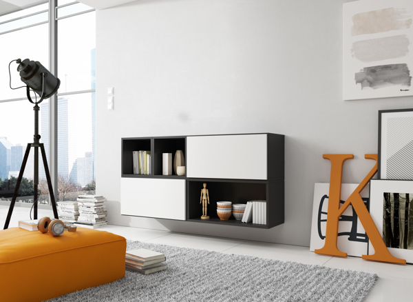 Poza cu Cama living room furniture set ROCO 15 (RO4+2xRO3+2xRO6) black/black/white