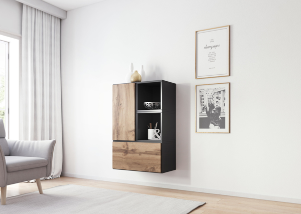 Poza cu Cama living room furniture set ROCO 17 (2xRO3 + 2xRO6) antracite/wotan oak