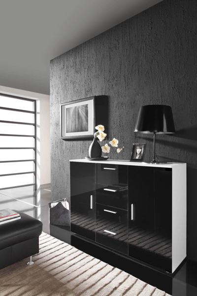 Poza cu Cama living room sideboard UNI BLACK white/black gloss