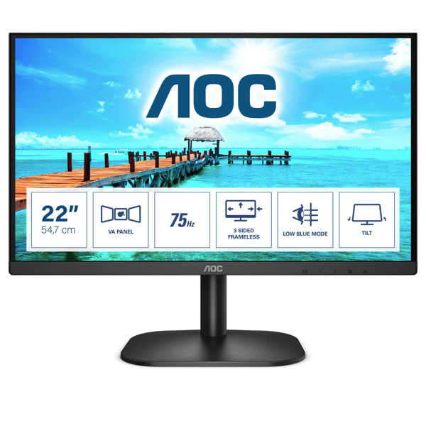 Poza cu AOC B2 22B2H/EU LED display 54.6 cm (21.5) 1920 x 1080 pixels Full HD Black (22B2H/EU)