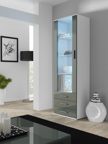 Poza cu Cama display cabinet SOHO S1 white/grey gloss