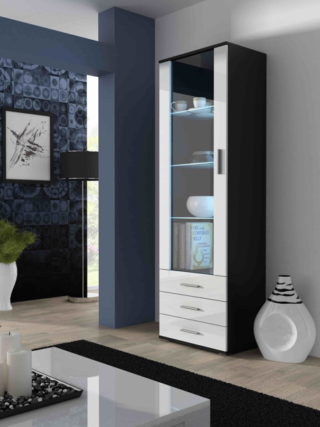 Poza cu Cama display cabinet SOHO S1 black/white gloss