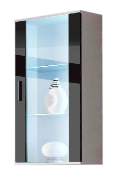 Poza cu Cama hanging display cabinet SOHO white/black gloss