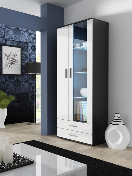 Poza cu Cama display cabinet SOHO S6 2D2S black/white gloss