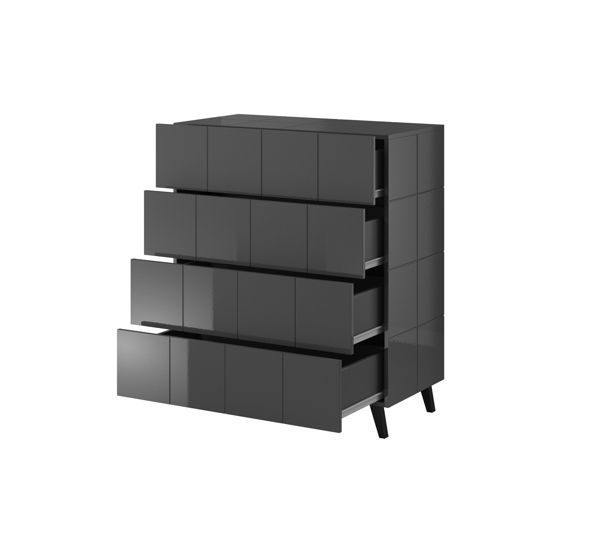 Poza cu Cama chest of drawers 4D REJA graphite gloss/graphite gloss