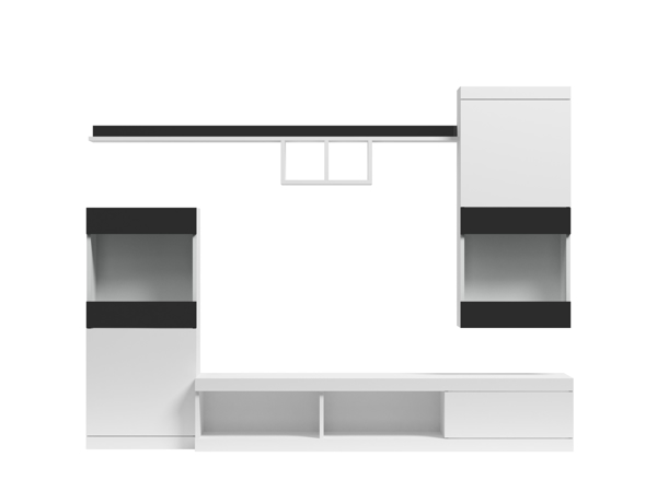 Poza cu Cama storage cabinets set NICK 220/41/190 white matte/black gloss