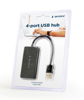 Poza cu Gembird UHB-U2P4-04 interface hub USB 2.0 480 Mbit/s Black (UHB-U2P4-04)