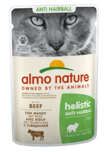 Poza cu ALMO NATURE Hairball - wet food for adult cats - beef - 70g