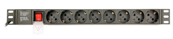 Poza cu EnerGenie EG-PDU-014 Rack Power Distribution Unit (8 Schuko sockets, 1U, 16A, Schuko plug, 3m, black color)