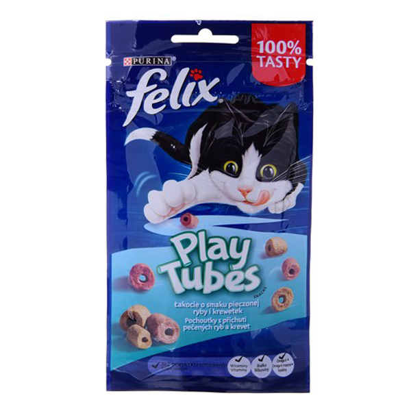 Poza cu FELIX Play Tubes Fish, Shrimps - dry cat food - 50 g