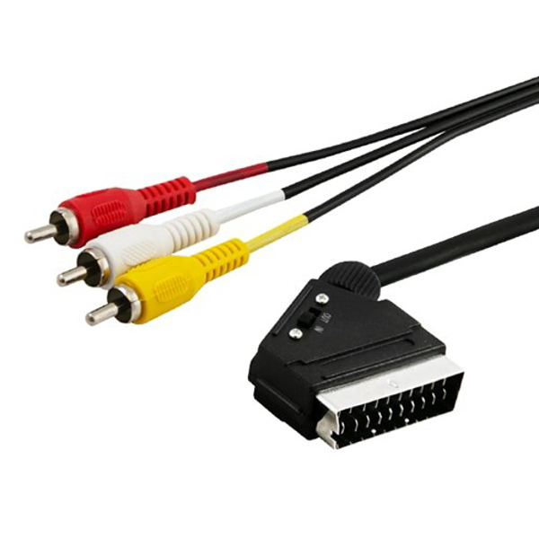 Poza cu SAVIO Audio/video SCART – 3xRCA (CINCH) Cablu 2m CL-133 Black