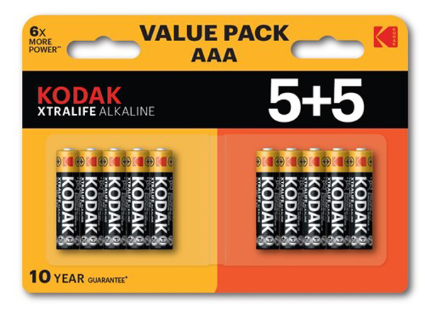 Poza cu Kodak XTRALIFE Alkaline AAA Battery 10 (5+5 pack) (30423466)