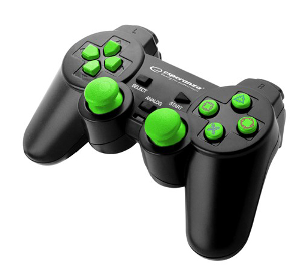 Poza cu Gamepad controller Esperanza TROOPER EGG107G (PC, PS3, black and green color) (EGG107G)