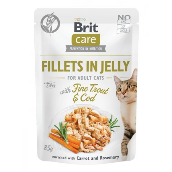 Poza cu Brit Care Cat Fillets In Jelly Fine Trout & Cod 85g