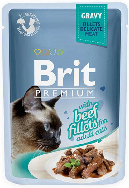 Poza cu Brit Premium Cat Gravy Fillets With Beef 85g